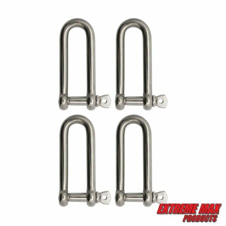 EXTREME MAX Extreme Max 3006.8209.4 BoatTector Stainless Steel Long D Shackle - 1/2", 4-Pack 3006.8209.4